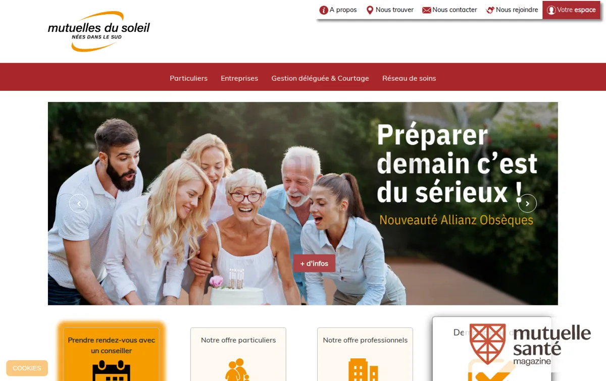Capture : Mutuelles du Soleil - Mutuelle complémentaire santé